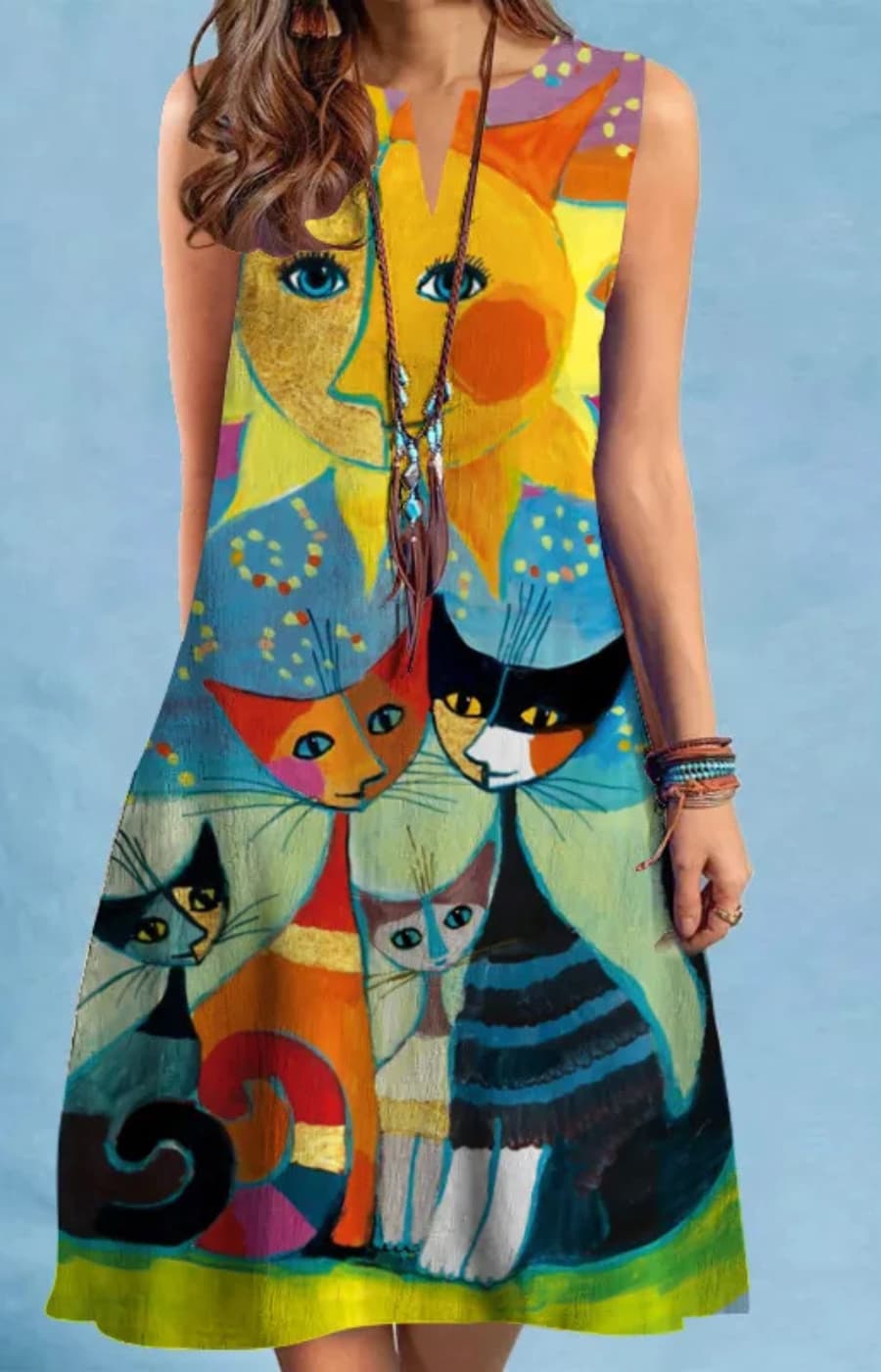 SOLANA | VESTIDO ARTÍSTICO SIN MANGAS DE ALTA CALIDAD