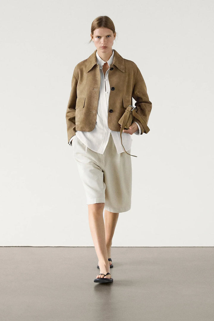 Chaqueta de piel de serraje