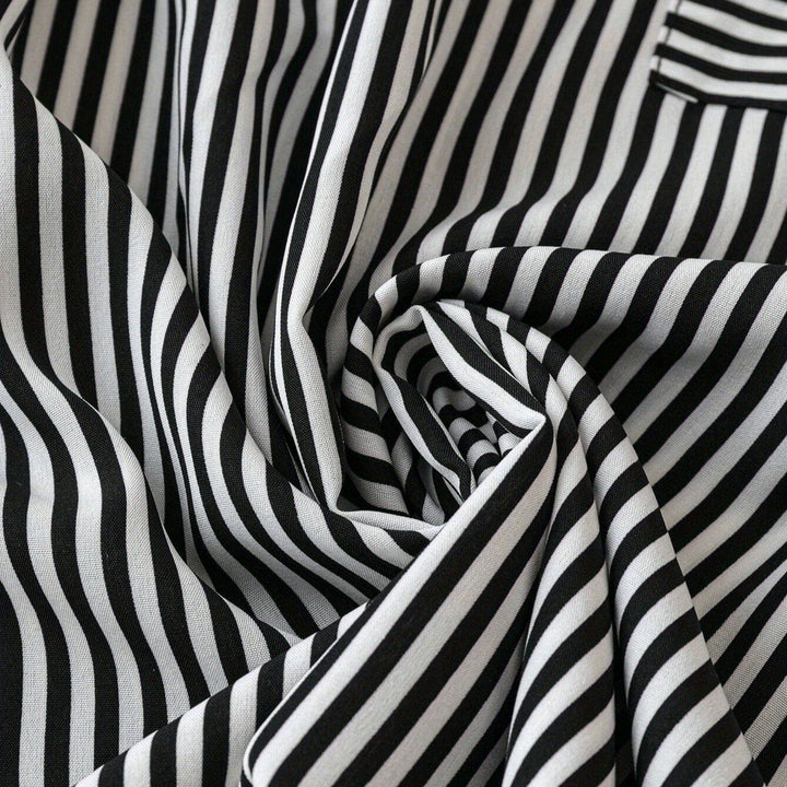 Blusa para mujer de rayas verticales corte fluido manga enrollable - Eloisa