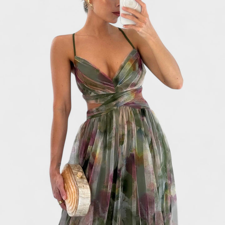 Rita – Vestido largo con flores que conquista miradas