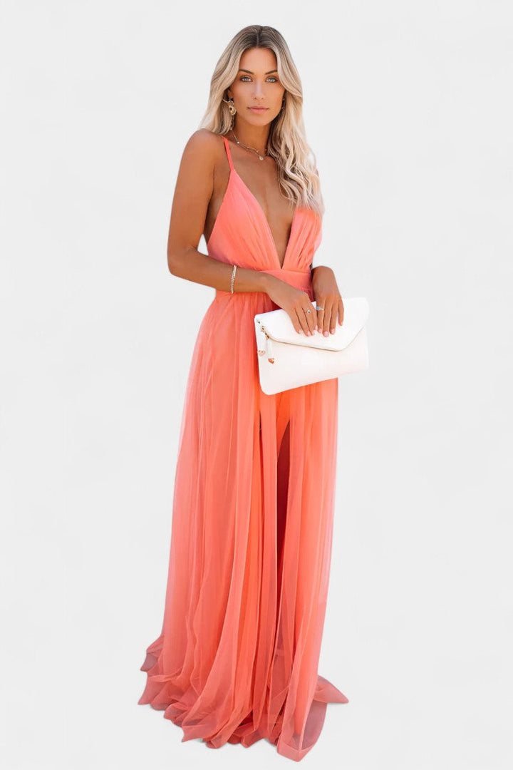 Gergana – Vestido Maxi de Tul Sin Mangas que realza tu gracia