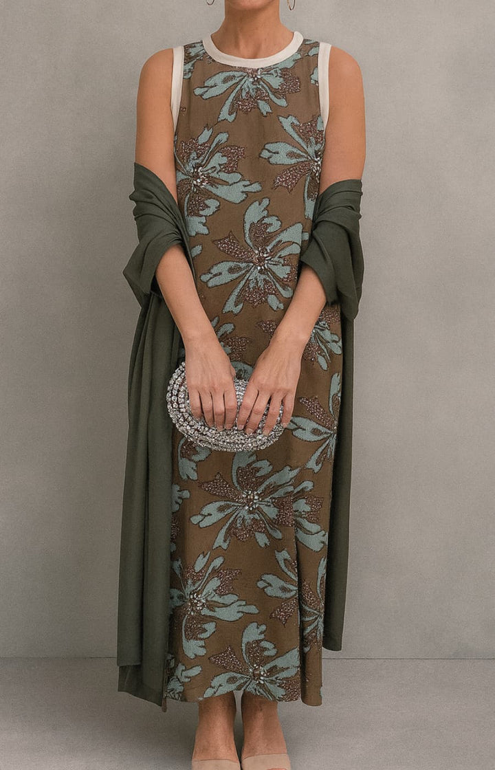 LETICIA | VESTIDO SATINADO CON ESTOLA ELEGANTE