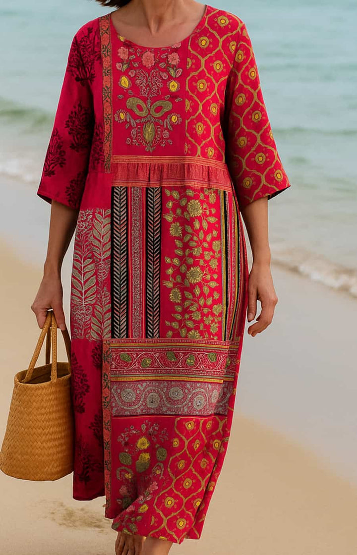 CLARA | VESTIDO LARGO ÉTNICO EN TONOS CÁLIDOS
