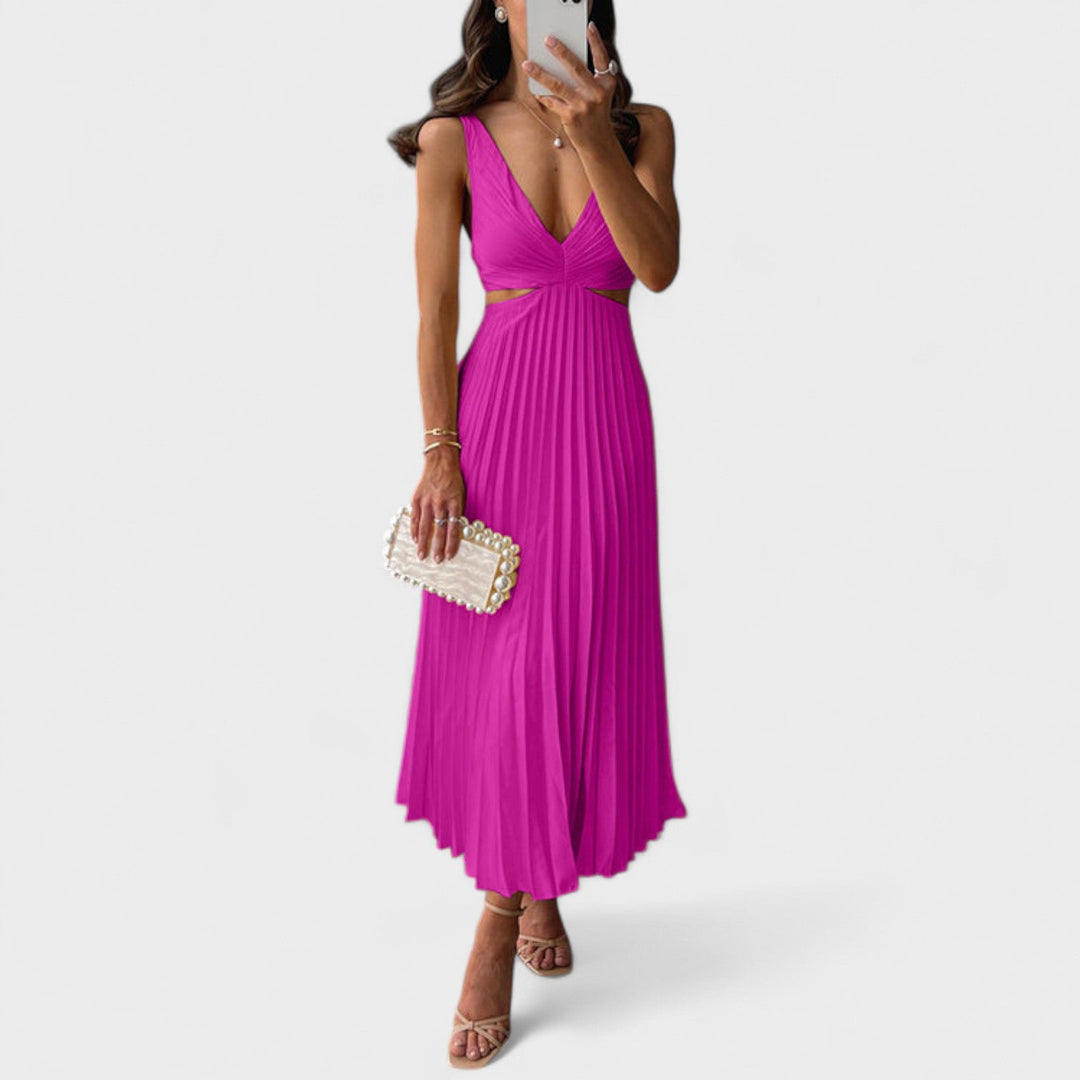Eva – Vestido Plisado Midi que realza tu feminidad