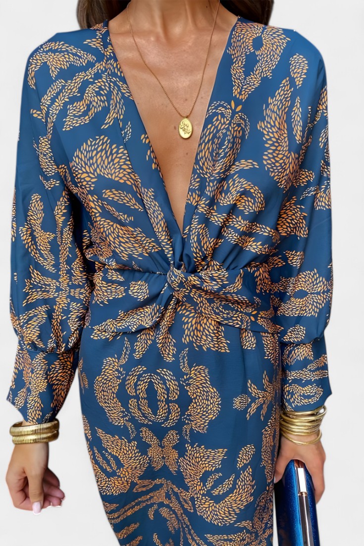 Elara – Vestido suave con escote en V que realza tu figura