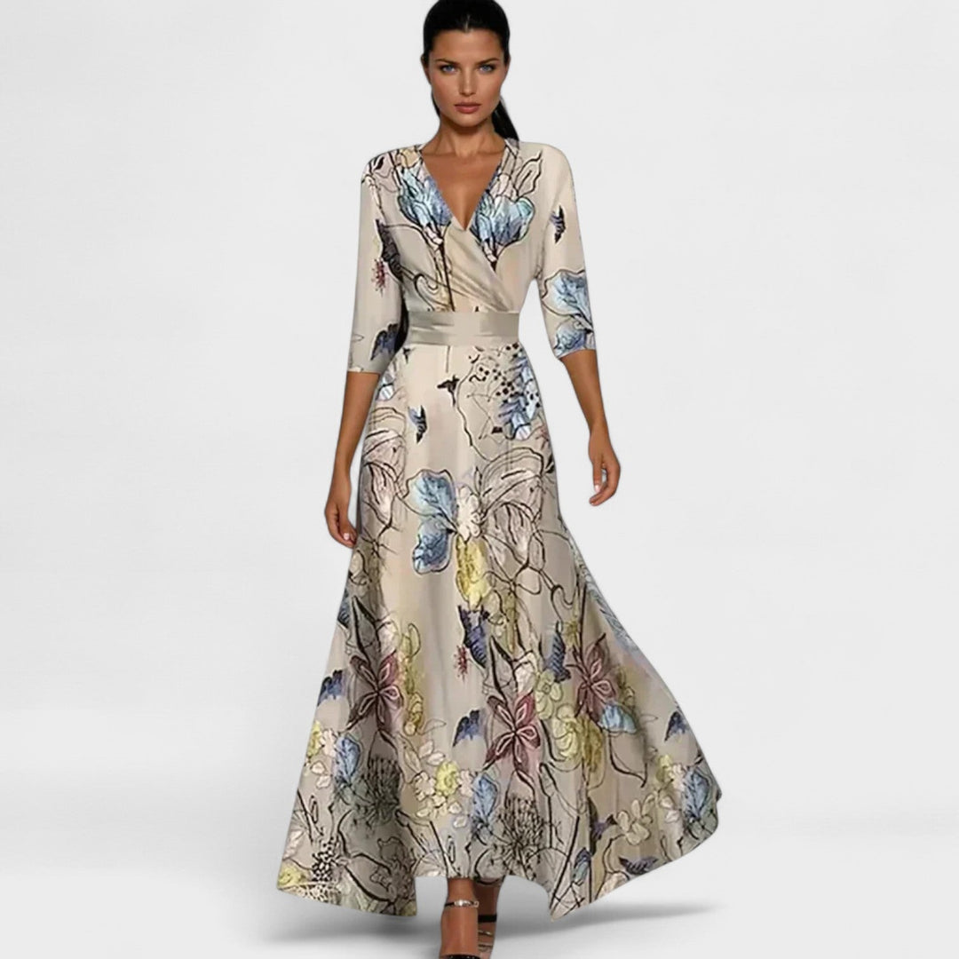 Lucía – El Vestido Floral que Enmarca tu Silueta con Elegancia