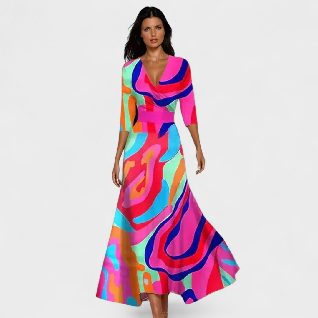 Lucía – El Vestido Floral que Enmarca tu Silueta con Elegancia