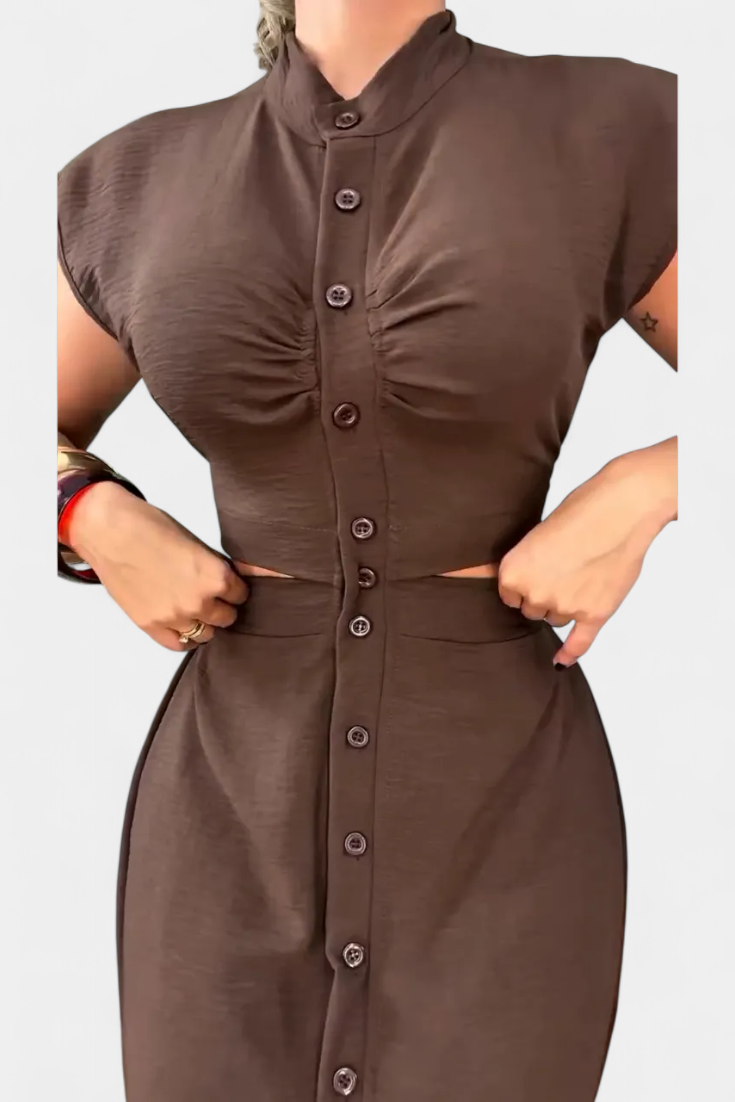 Griselda – Vestido Midi con Botones que realza tu figura