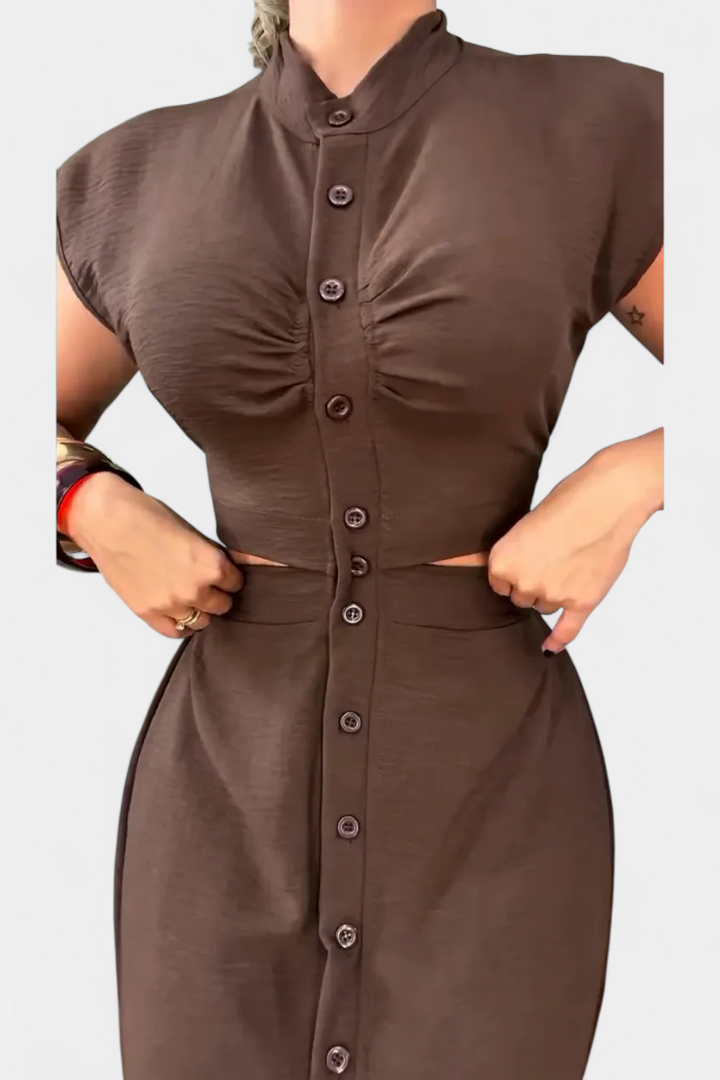 Griselda – Vestido Midi con Botones que realza tu figura