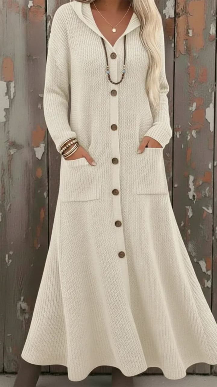 Vestido Cárdigan Largo de Punto – Elegancia Cálida para el Invierno