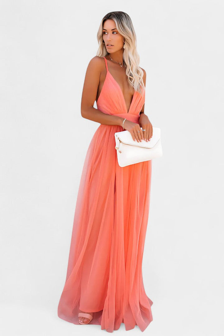 Gergana – Vestido Maxi de Tul Sin Mangas que realza tu gracia