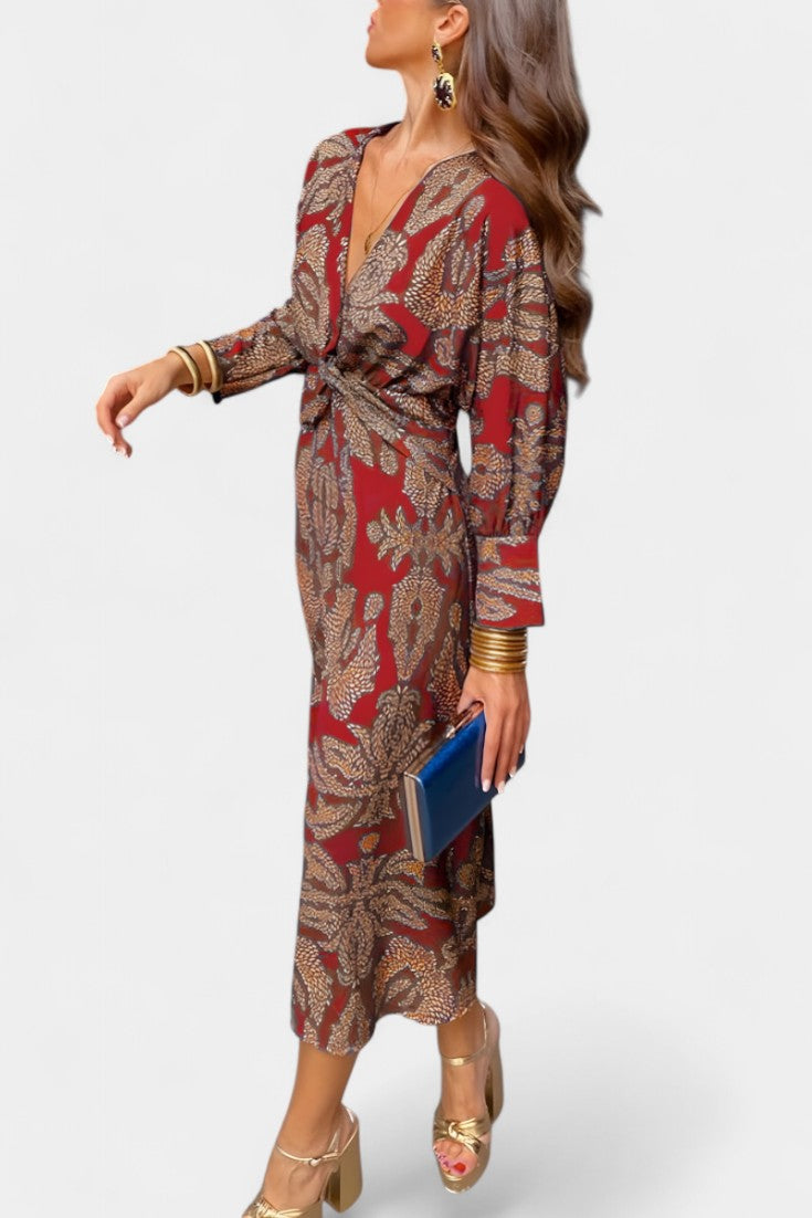 Elara – Vestido suave con escote en V que realza tu figura