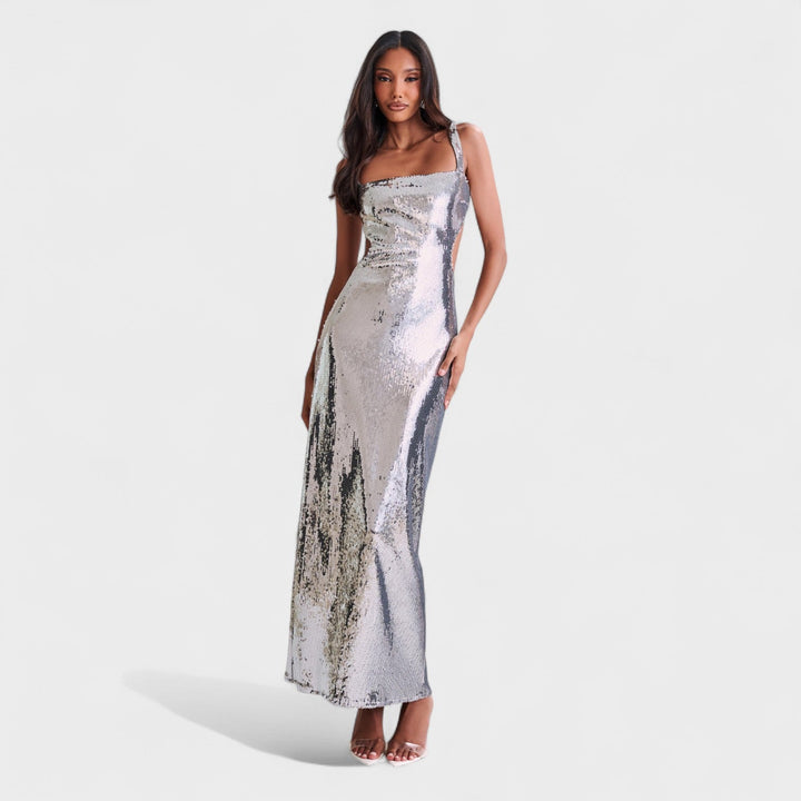 Gala – Vestido Gala Plata Sparkle que resalta tu brillo nocturno