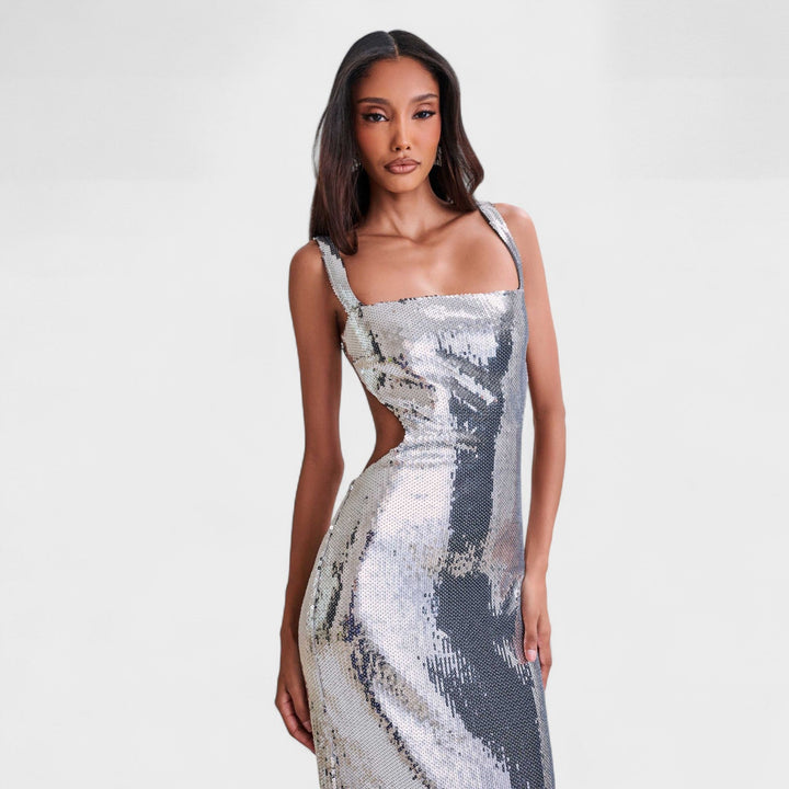 Gala – Vestido Gala Plata Sparkle que resalta tu brillo nocturno