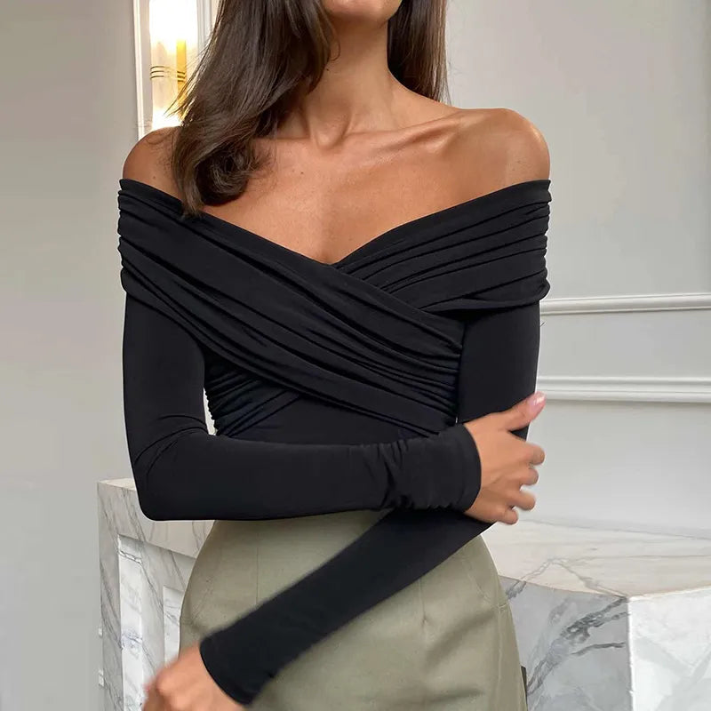 Yela - Body básico elástico monocolor de moda para mujer