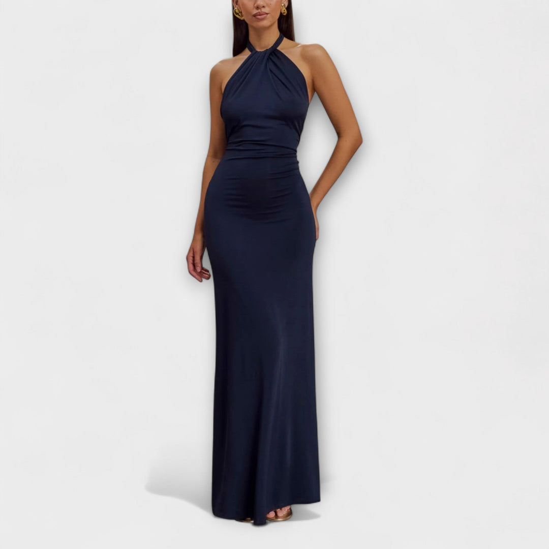 SABINA | VESTIDO LARGO HALTER AJUSTADO