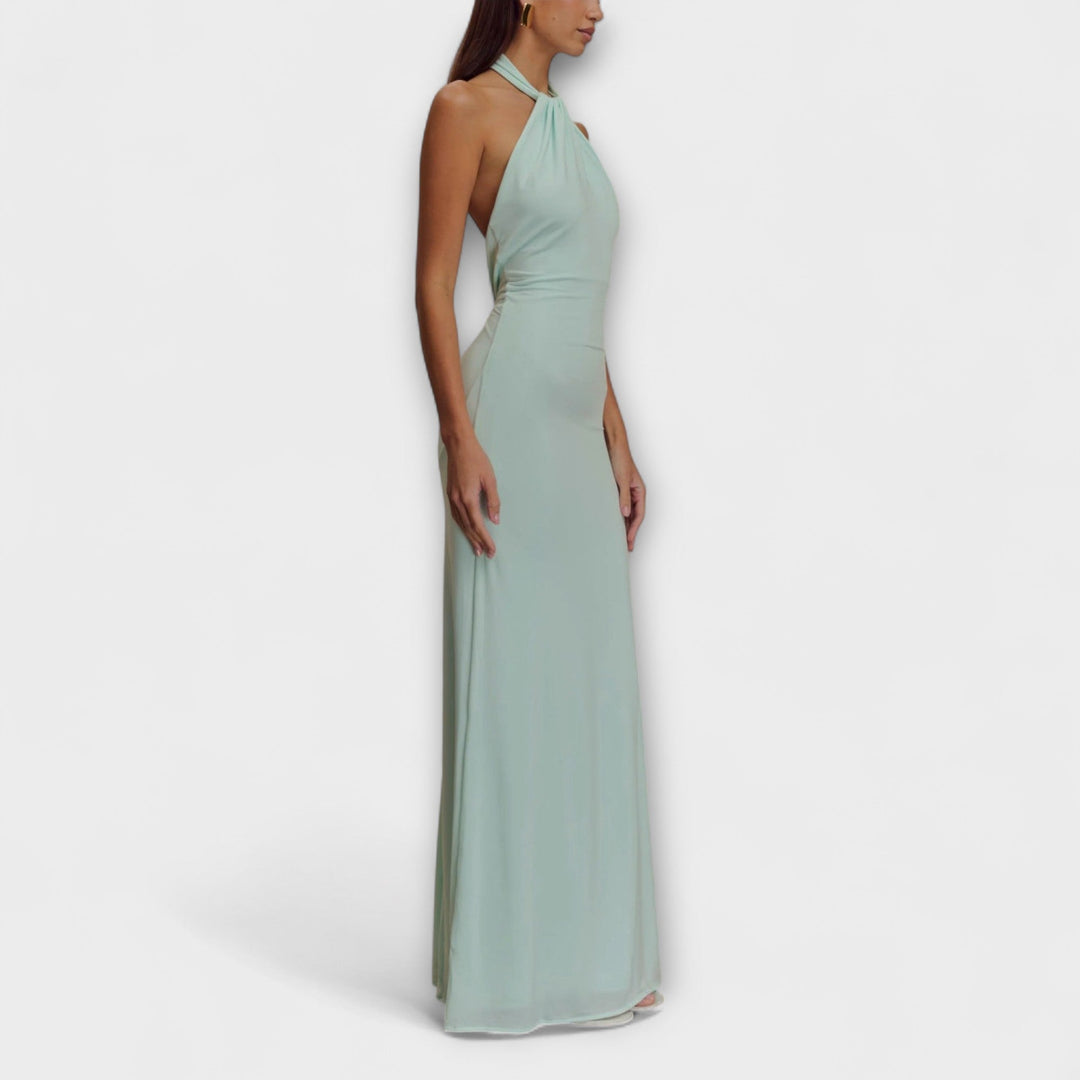 SABINA | VESTIDO LARGO HALTER AJUSTADO