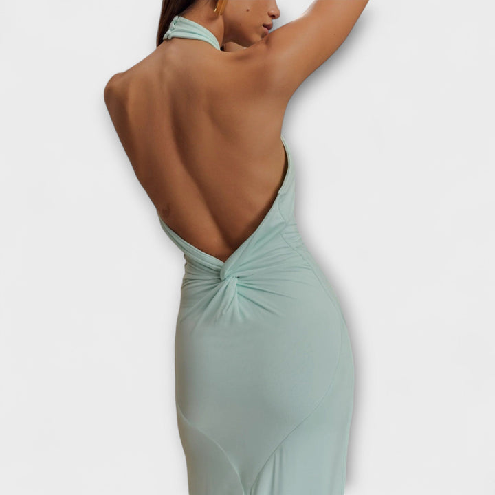 SABINA | VESTIDO LARGO HALTER AJUSTADO
