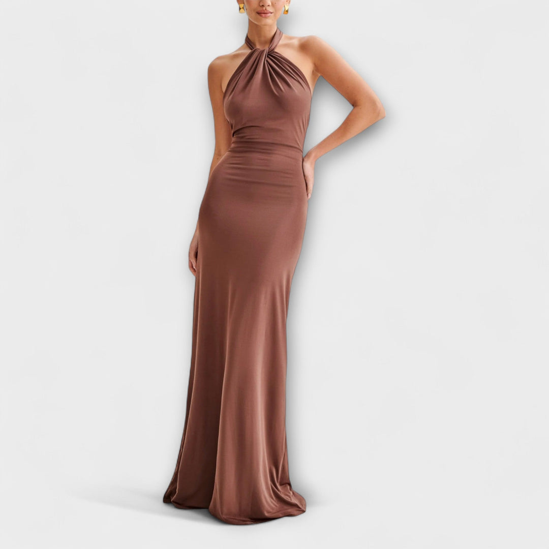 SABINA | VESTIDO LARGO HALTER AJUSTADO