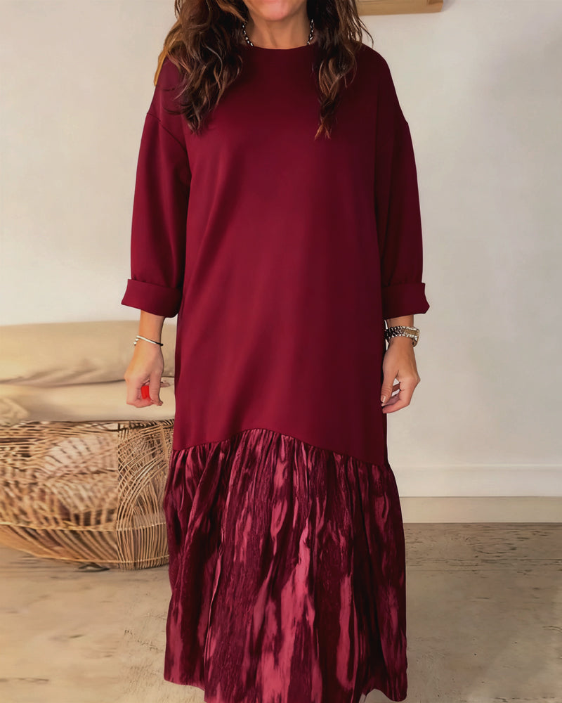 Vestido Largo con Volante Estampado