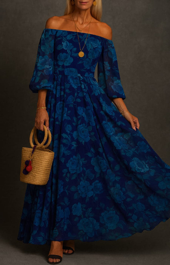 ELENA | VESTIDO MIDI CON MANGAS ABULLONADAS