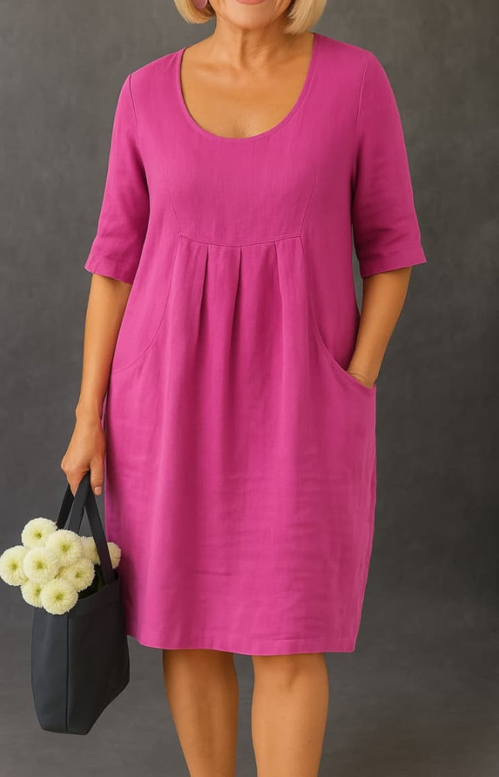 CLARA | VESTIDO ELEGANTE CON BOLSILLOS QUE DISIMULA EL ABDOMEN