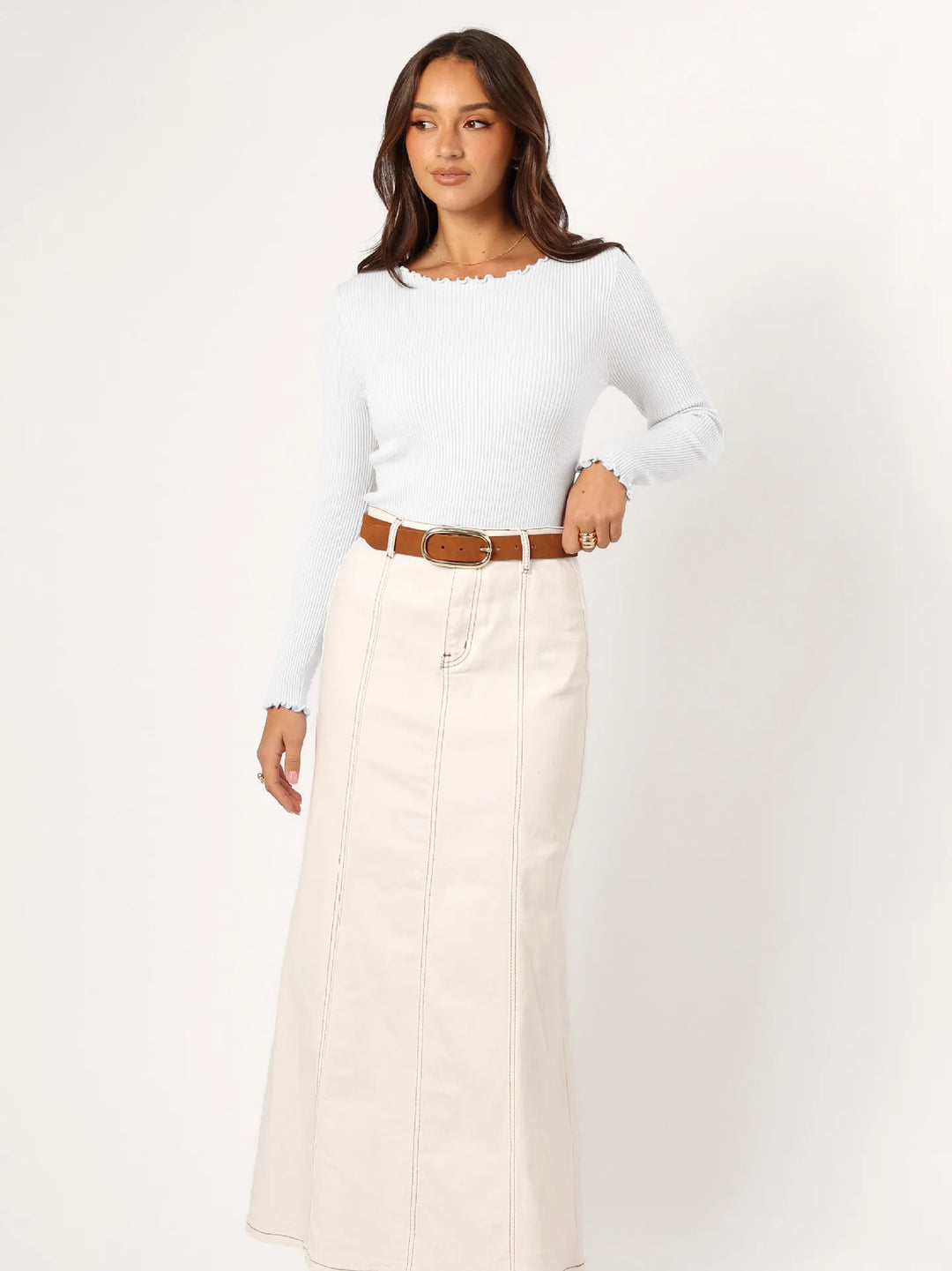 Top de mujer de manga larga con cuello redondo - Leni