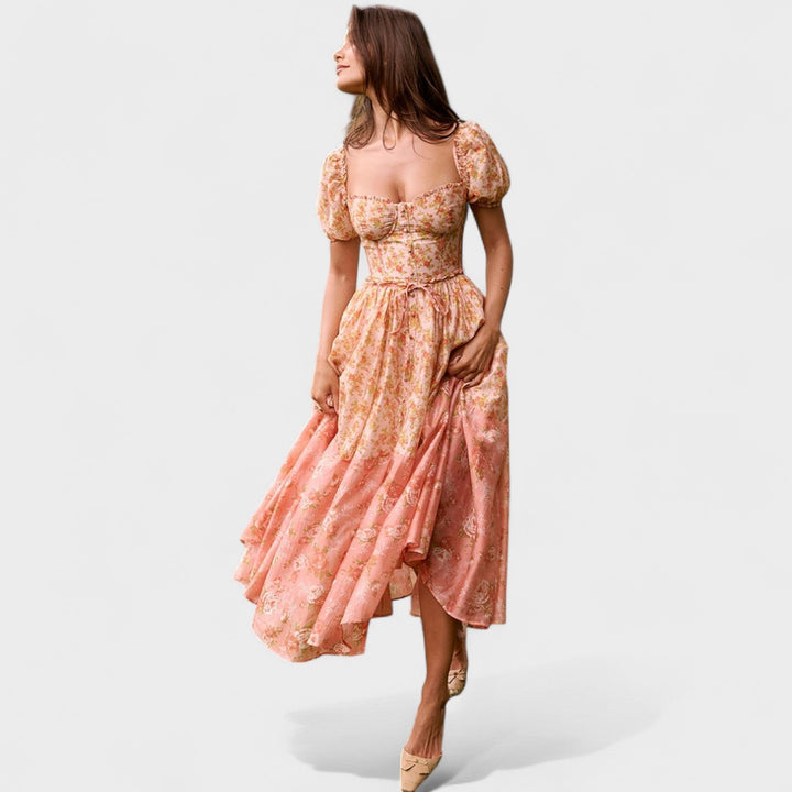 Valentina – Vestido Floral Coral que realza tu romanticismo