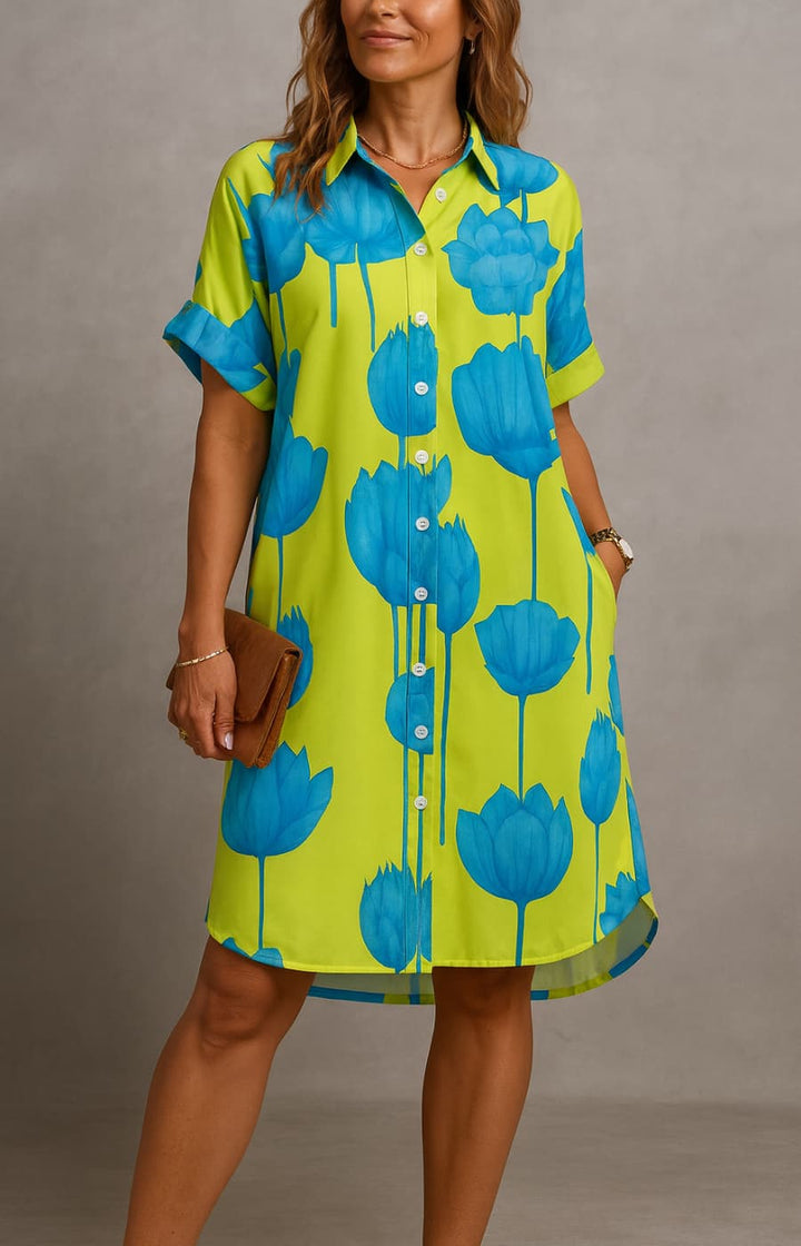 LINA | VESTIDO CAMISERO CON ESTAMPADO FLORAL ELEGANTE