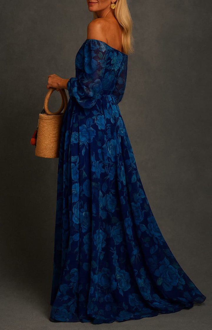 ELENA | VESTIDO MIDI CON MANGAS ABULLONADAS