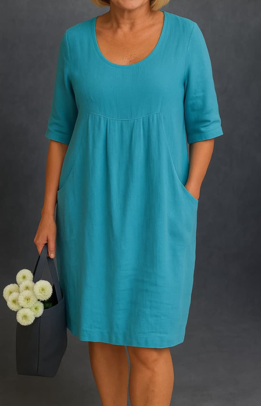 CLARA | VESTIDO ELEGANTE CON BOLSILLOS QUE DISIMULA EL ABDOMEN