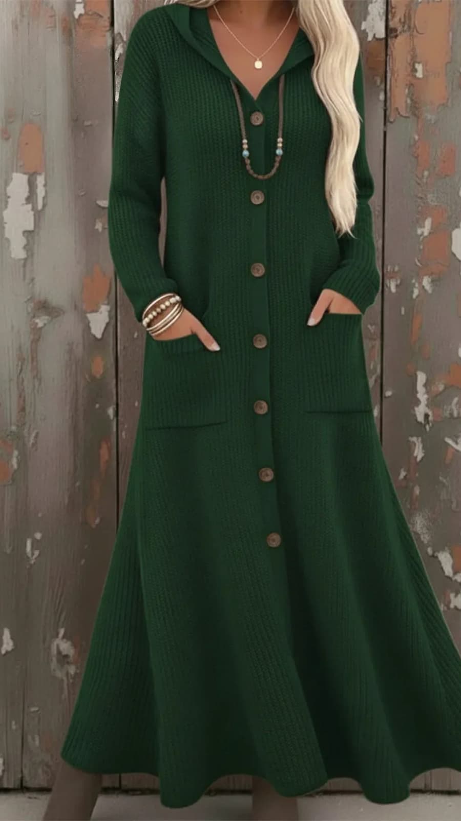 Vestido Cárdigan Largo de Punto – Elegancia Cálida para el Invierno