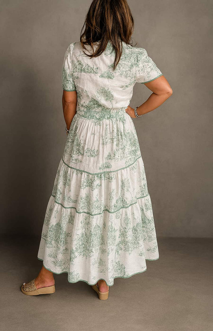 CLEMENTINA | VESTIDO MIDI CON ESTAMPADO ESCÉNICO
