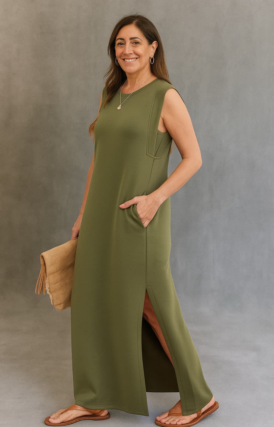 MILA | VESTIDO MIDI CON BOLSILLOS Y ELEGANCIA NATURAL