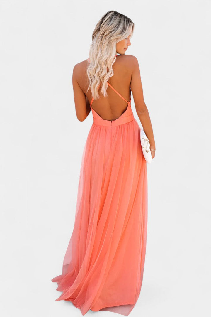 Gergana – Vestido Maxi de Tul Sin Mangas que realza tu gracia