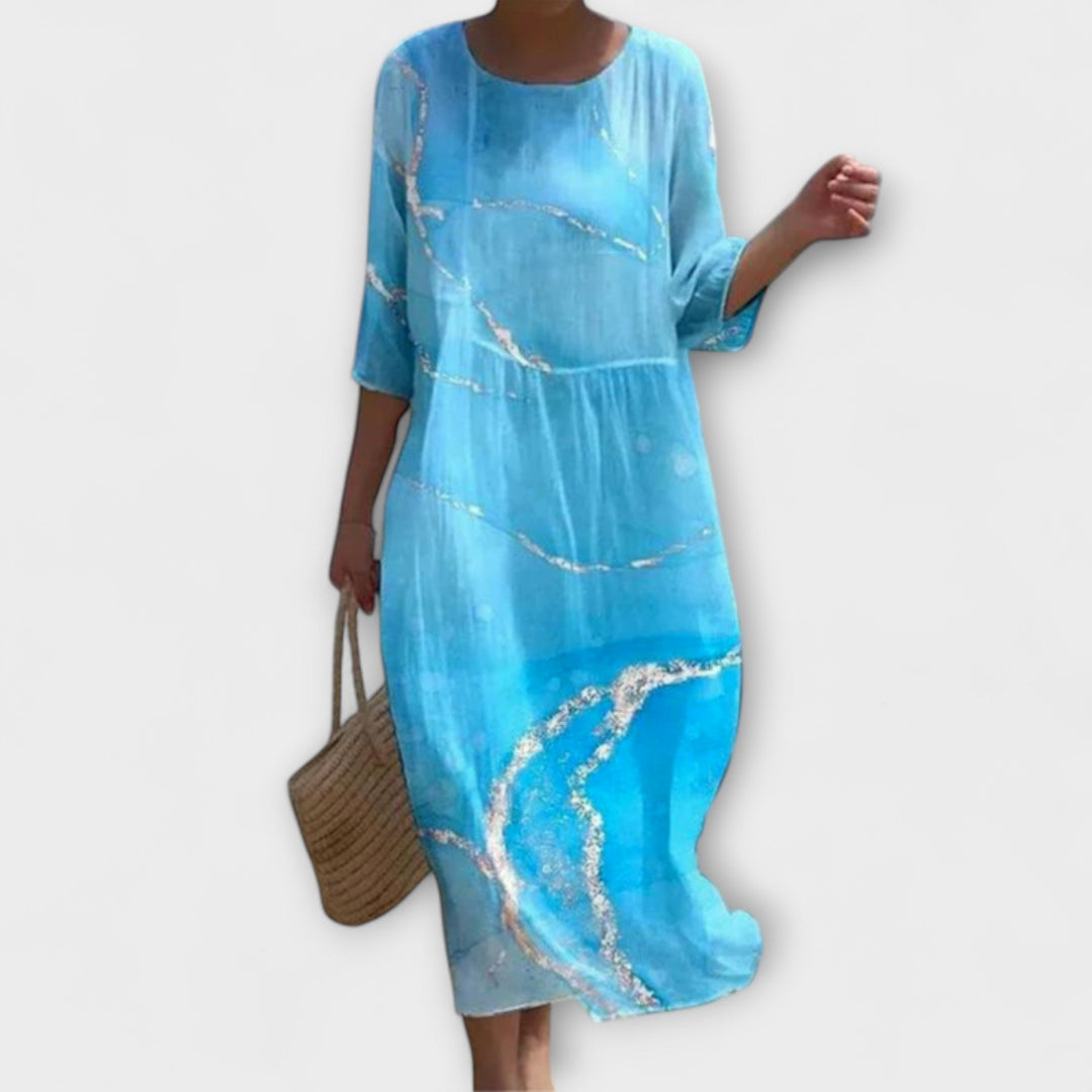 Miranda – Elegante vestido largo con flores que realza tu feminidad