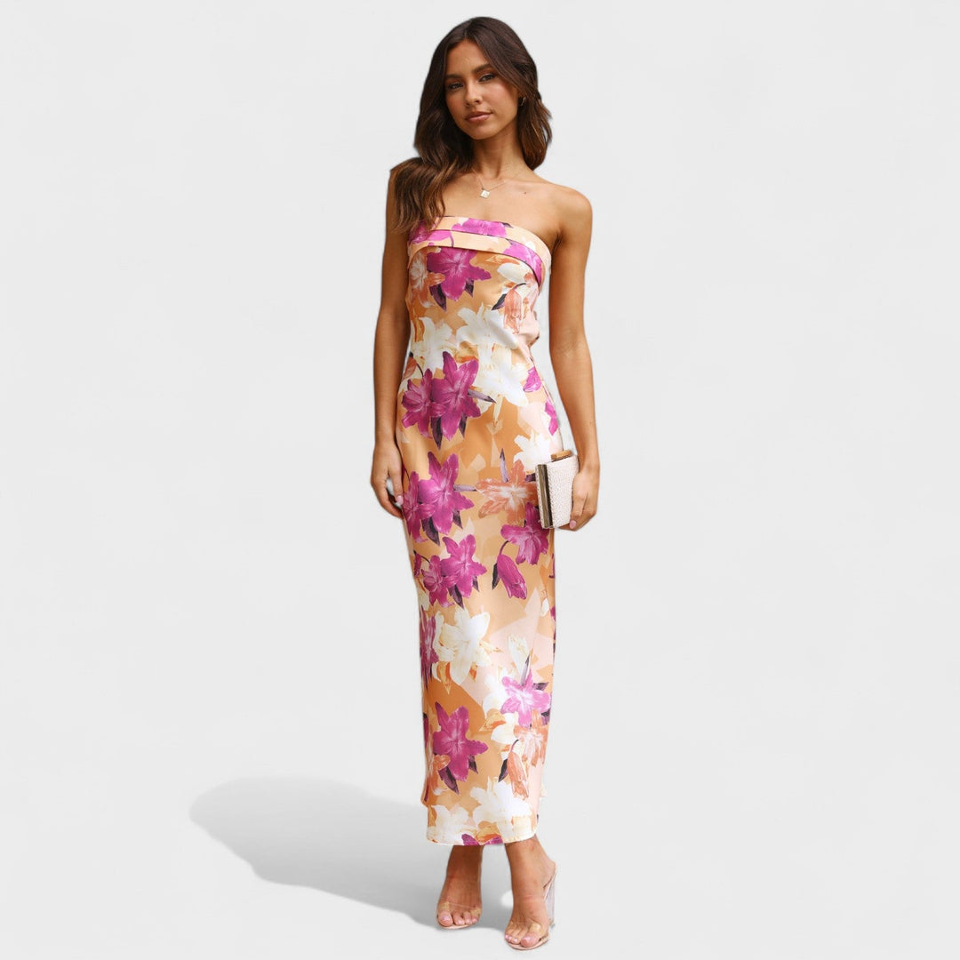 Carmen – Vestido de satén sin mangas que realza tu elegancia