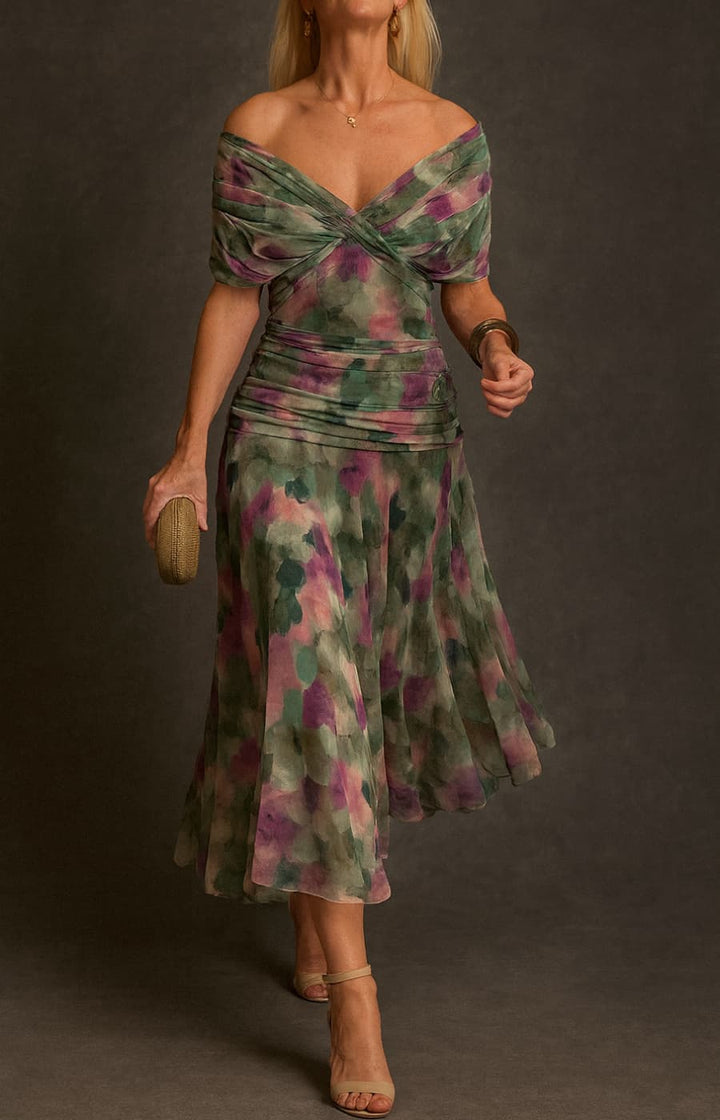 SOFÍA | VESTIDO MIDI CRUZADO EN TONOS ACUARELA