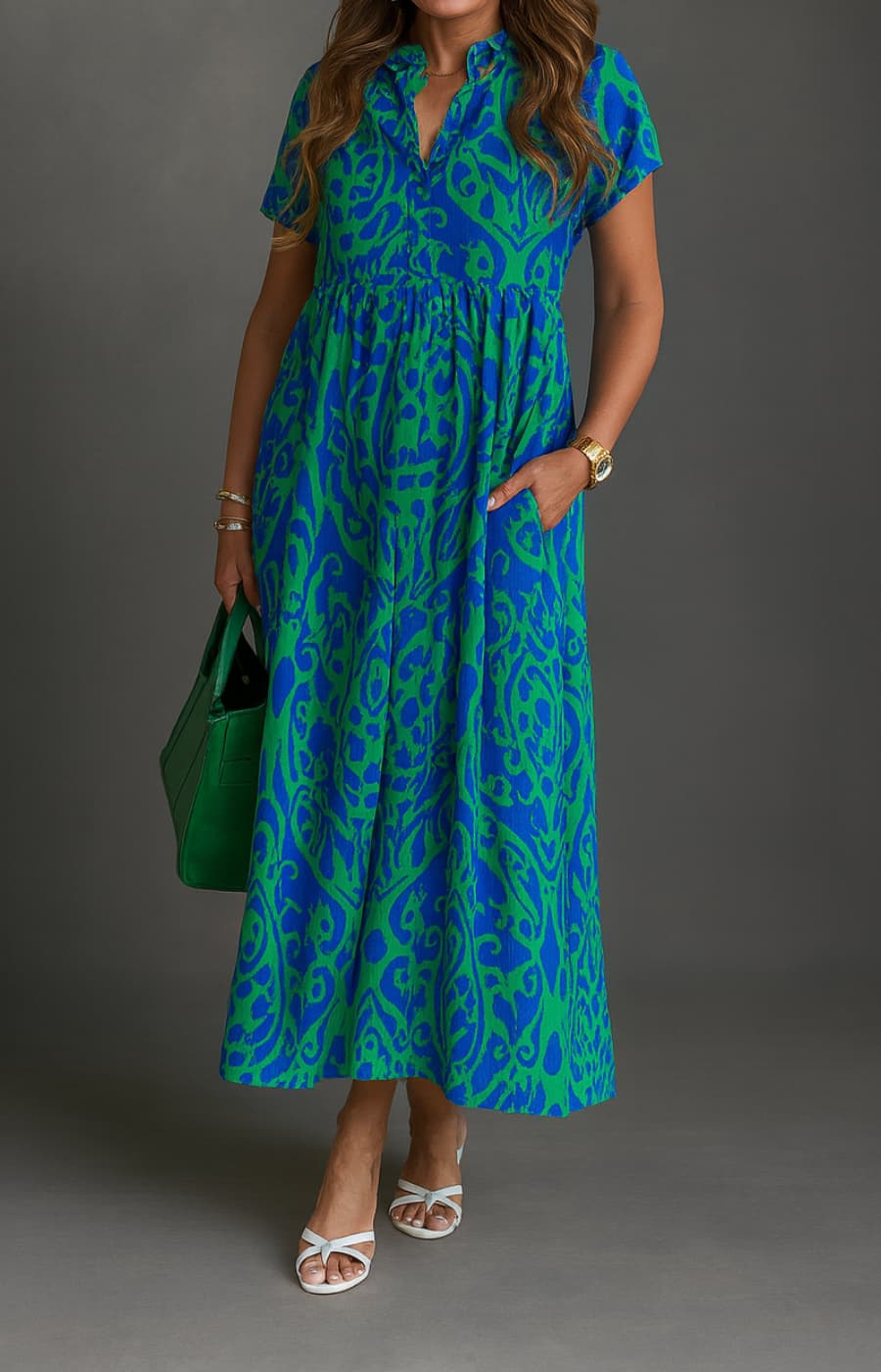 ISABELLA | VESTIDO CON ESTAMPADO ARTÍSTICO Y MANGA CORTA, ESPECTACULAR PARA EL DÍA A DÍA