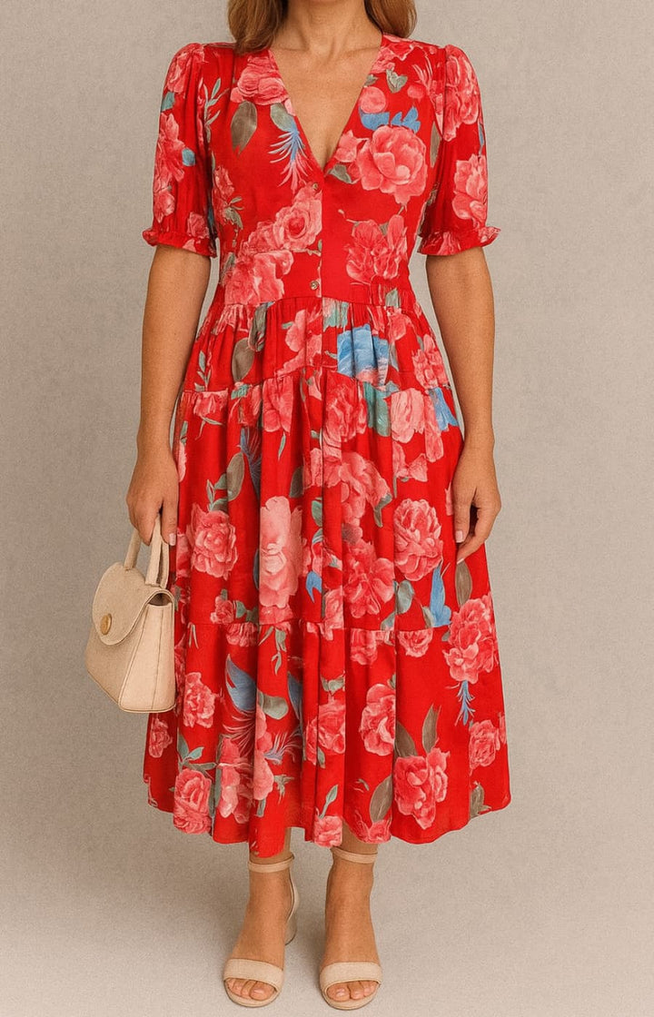 ROSA | VESTIDO MAXI CON BOLSILLOS Y DETALLES DELICADOS