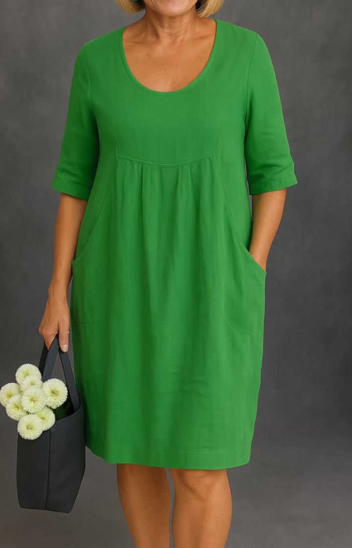 CLARA | VESTIDO ELEGANTE CON BOLSILLOS QUE DISIMULA EL ABDOMEN