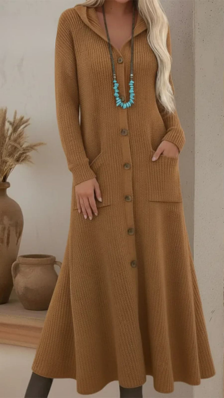 Vestido Cárdigan Largo de Punto – Elegancia Cálida para el Invierno