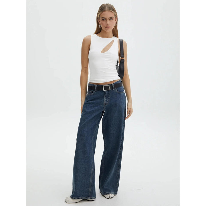 Lorea - Top de punto sin mangas de verano para mujer