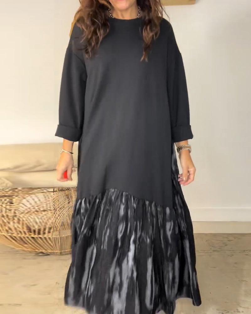 Vestido Largo con Volante Estampado