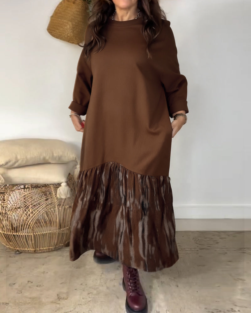 Vestido Largo con Volante Estampado