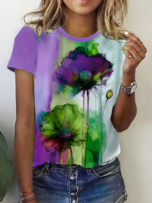 Fabienne - Camiseta con estampado floral y manga corta