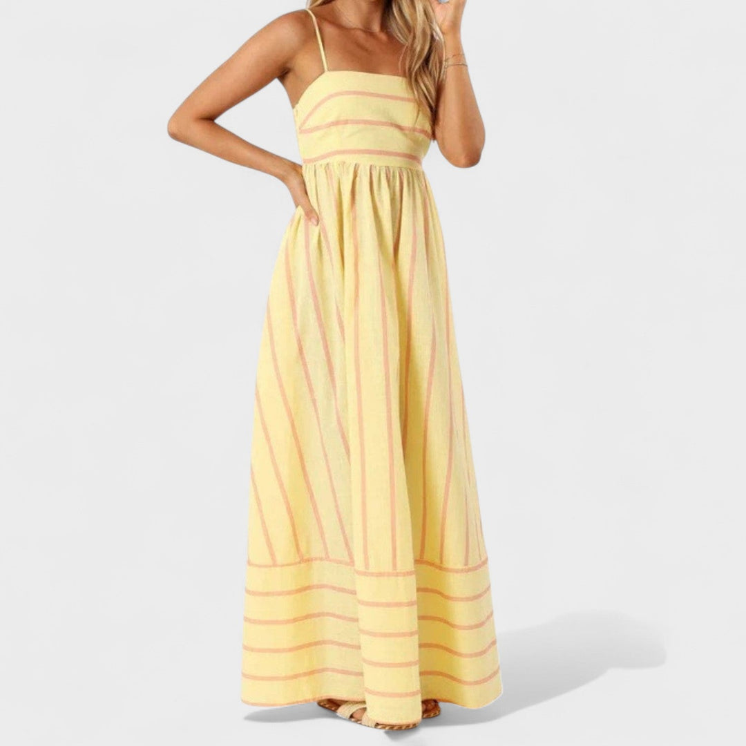 Isabel – Vestido Largo a Rayas que aporta frescura y elegancia