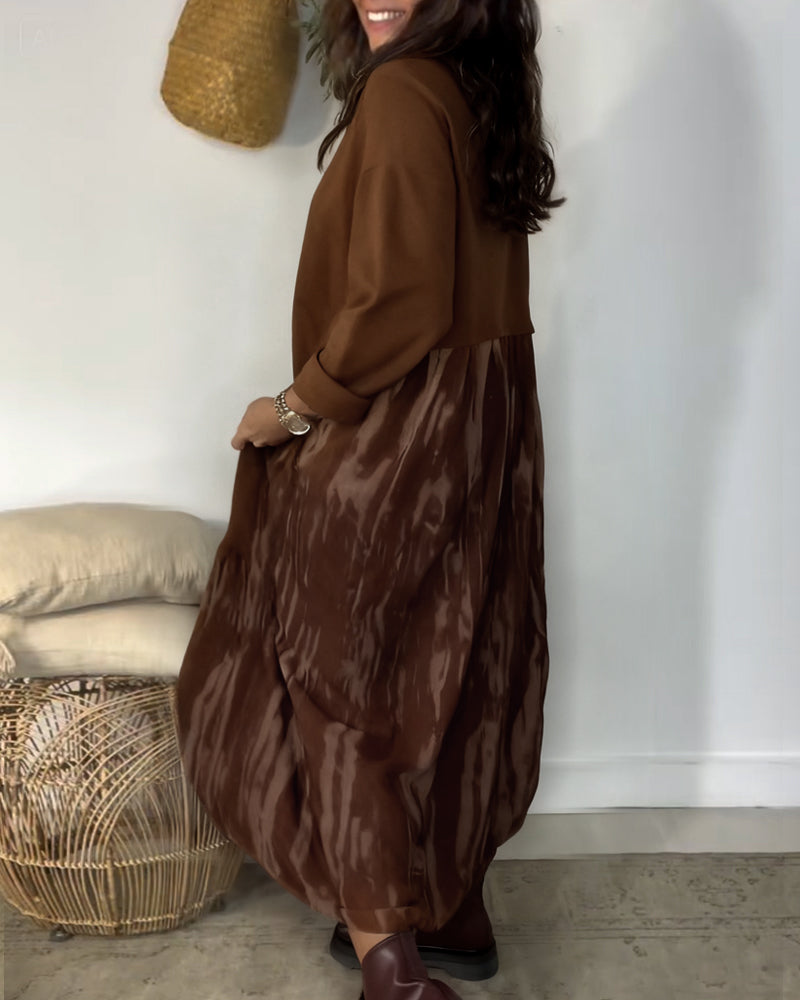 Vestido Largo con Volante Estampado