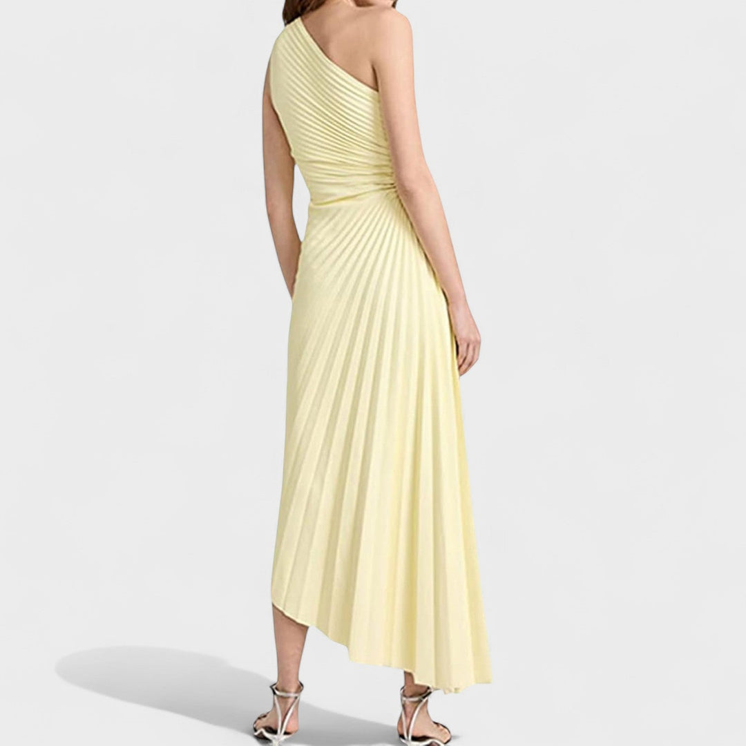 Olimpia – Vestido Asimétrico Plisado que redefine tu elegancia