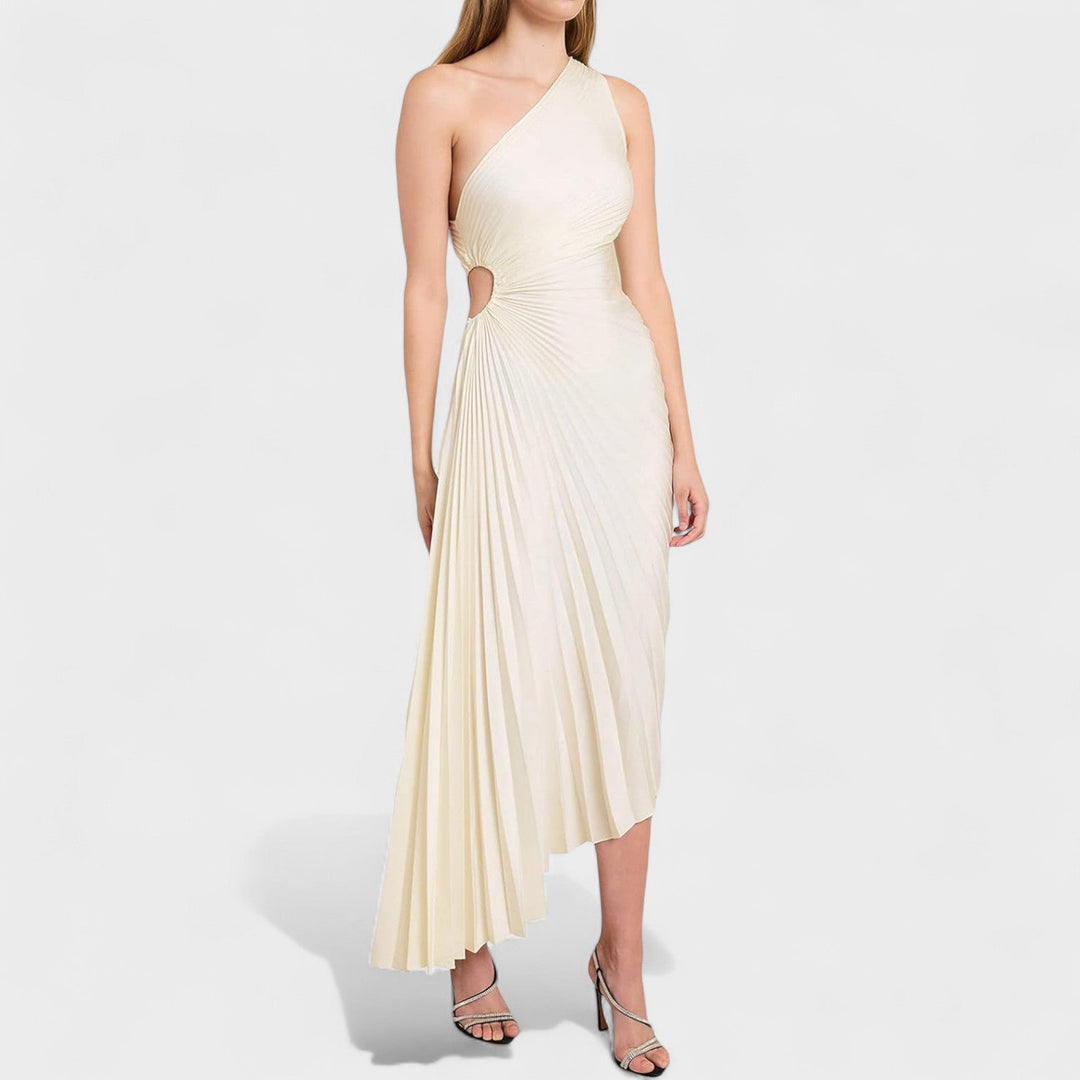 Olimpia – Vestido Asimétrico Plisado que redefine tu elegancia